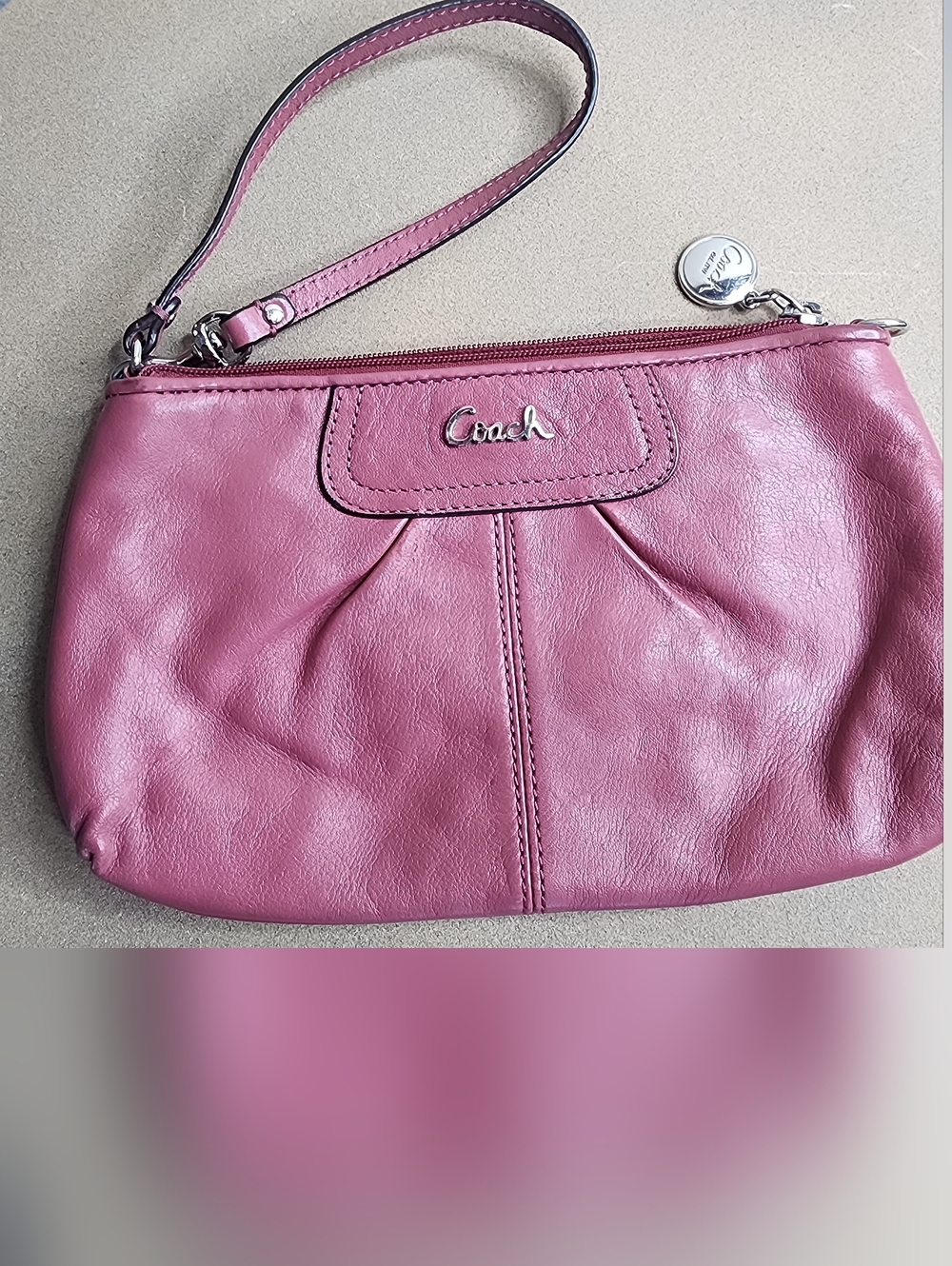 Coach Mauve Leather Wristlet Clutch